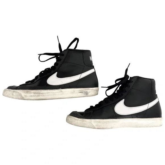 NIKE • Black & White High Top Blazer Mid '77 Vintage Unisex Sneakers Shoes - Picture 5 of 11